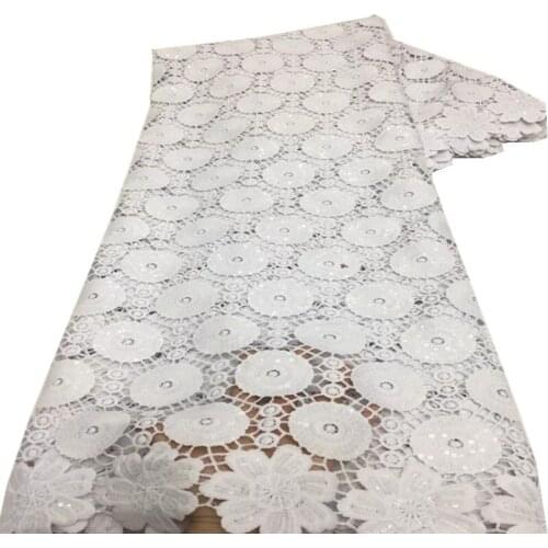 SJ Lace Nigerian Lace Fabric With Sequins African Mesh Fabric Milk Lace Guipure Cord African Lace Fabric 2021 High Quality x6-65