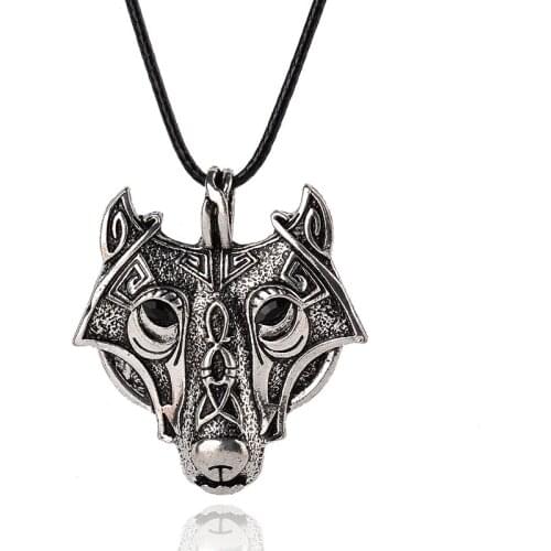 Fashion 3D Animal Vintage Jewelry Wolf Head Necklace Norse Vikings Pendant Necklace Norse Wolf Necklace Drop Shipping