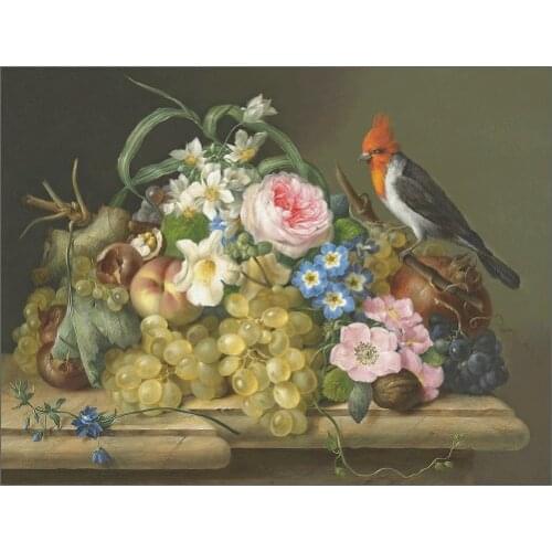 Fruit Flower Bird Blomsterstilleben Cross Stitch Kits Needlework 14CT Unprinted Embroidery Top Quality DIY Handmade Decoration