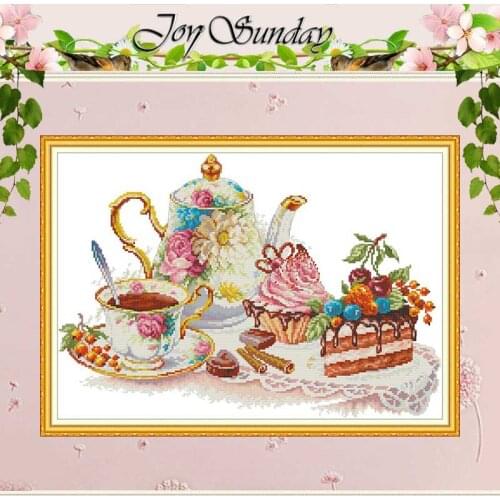 Afternoon tea dessert coffee patterns counted 11CT 14CT Cross Stitch Sets DIY Cross-stitch Kits Embroidery Needlework Home Decor