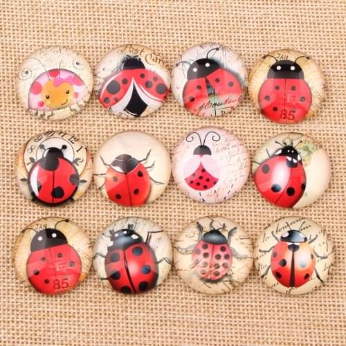 Onwear mix round dome ladybug photo glass cabochon 10mm 12mmm 14mm 18mm 20mm 25mm diy jewelry making findings