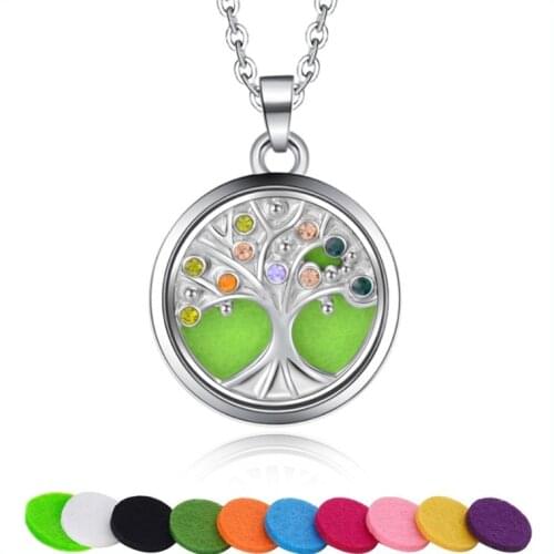 Aromatherapy Diffuser Necklace Jewelry Round Magnetic Perfume Locket Pendant Essential Oil Locket Necklace With 10 gaskets