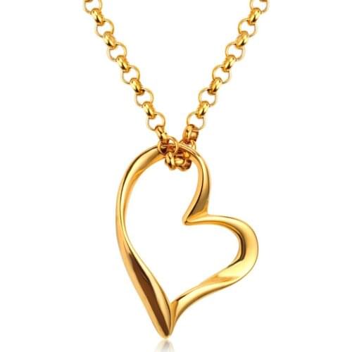 LUXUKISSKIDS Best Friend Collares Necklaces Stainless Steel Heart Pendant Necklace Female Party Gold Long Chains Jewelry