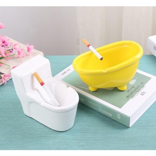 Creative Cigar Ash Tray Mini Toilet Bathtub Ceramic Ashtray Personality Living Room Office Soot Collector Smoking Gift Accessory