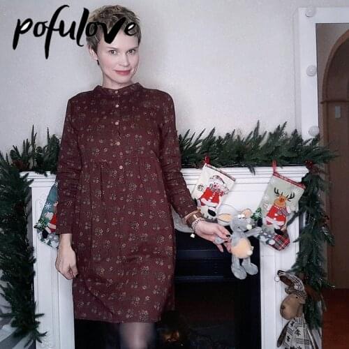 Mori Girl Floral Dress Spring Autumn O Neck Long Sleeve Button Cotton Linen A Line Midi Dresses Elegant Party Vintage Vestidos