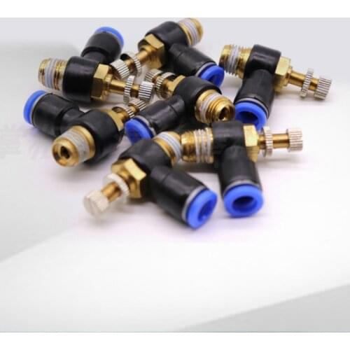 Pneumatic Speed Flow Controller 8mm 6mm 10mm 12mm OD Hose Tube 1/4"BSP 1/8" 3/8" 1/2" Male Gas Airflow Limit Valve Quick Fitting