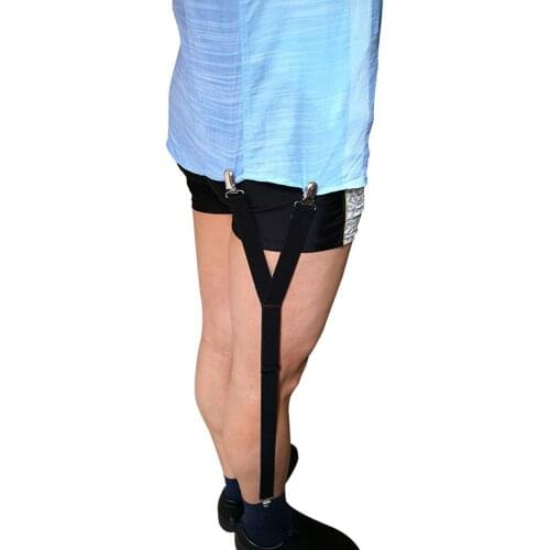 Men Shirt Stays Belt Y-Length Non-slip Locking Clips Keep Shirt Tucked Leg Thigh Suspender Garters Strap Adjustable Locking Clam