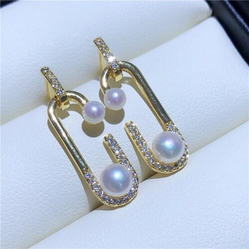 Gold Plated Earrings Mountings Findings Settings Jewelry Parts Fittings Accessories for Pearls Coral Agate Jade Beads Stones