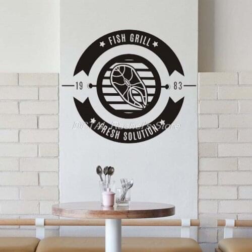 Seafood Restaurant Decor Fish Grill Vinyl Wall Decal Kitchen Dining Room Sticker Bar Drink Art Sticker