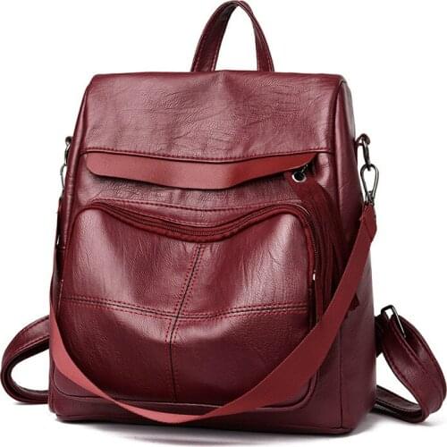 2019 Women Backpack high quality Leather Fashion school Backpacks Female Casual Large Capacity Vintage Shoulder Bags