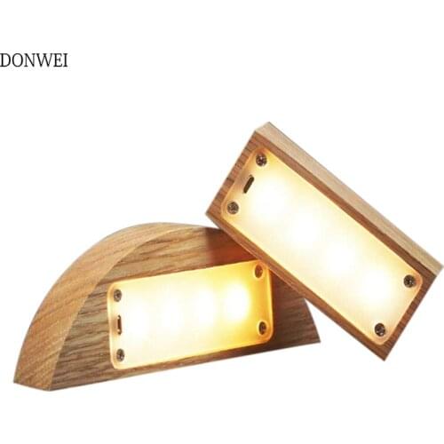 LED Wood Desk Table Lamp Modern Design USB Powered Energy Saving Reading Night Light Dimming Eye Protective desk Lamp