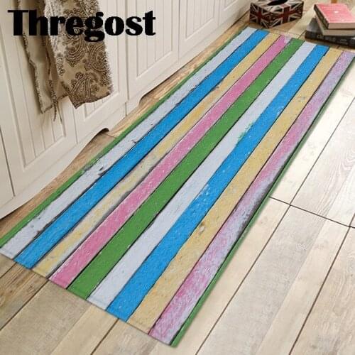 Thregost Striped Printed 3D Flannel Rug Water Absorbing Bath Mats Quick Dry Mat Warm Bathroom Carpet Memory Foam Non Slip Rugs