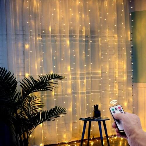 USB Copper Wire LED Fairy Lights Garland Curtain Lamp Remote Control Backdrop Lights for Decoration Home Bedroom Decorations