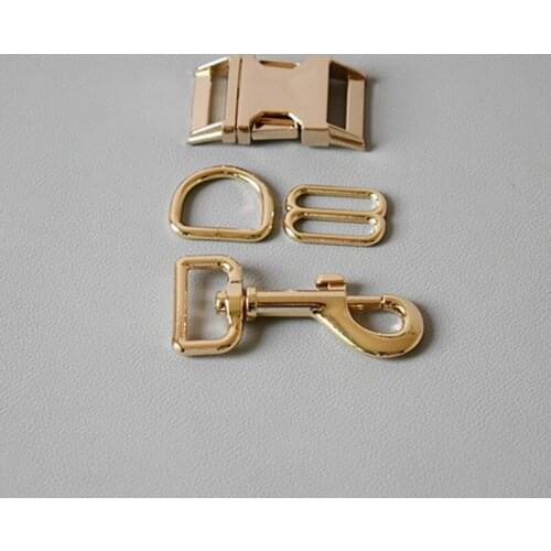 20 sets 25mm Metal D ring belt straps 8 button release buckle spring hook DIY Dog Collar Leash Set Metal Accessories