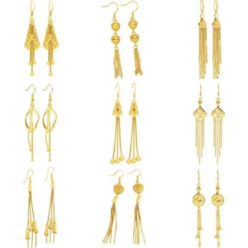 VAMOOSY Vintage Long Earrings For Women Female Statement Luxury 24K Gold Tassel Vintage Dangle earings boucle oreille femme 2020