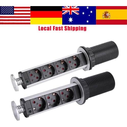 3/4 Holes Pop Up Power Socket Recessed Table Desktop Socket Kitchen Countertop Outlet Worktop Desk Retractable Socket Strip 220V