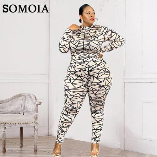 Plus Size Fall Clothes 2021 Long Sleeve Geometric Print Two Piece Set Turtleneck Tops and Leggings Pants Street Bodycon Sets