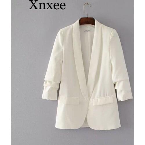 Advanced audition womens blazers green white long sleeve pockets office lady notched solid color cool winter autum spring