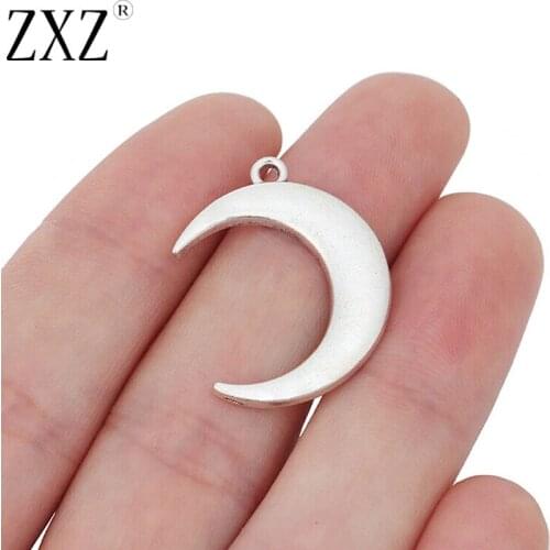 ZXZ 10pcs Tibetan Silver Moon Charms Pendants Beads for Bracelet Necklace Jewelry Making Findings