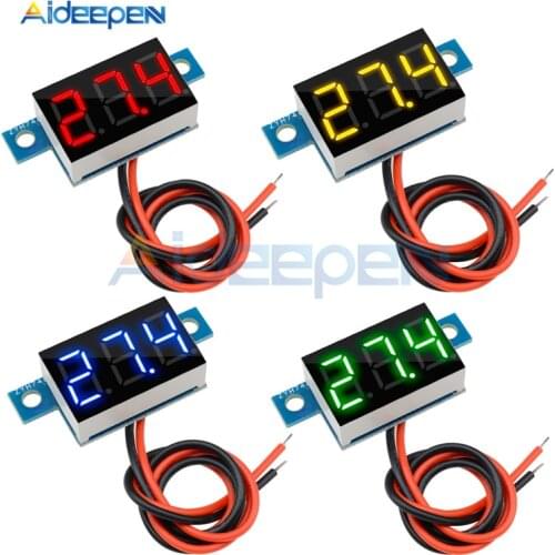 1Pcs Mini 0.36 inch Mini LED Display Voltmeter DC 3.3V-17V 2 Wires Digital Voltage Meter Red/Blue/Green/Yellow Digital Display
