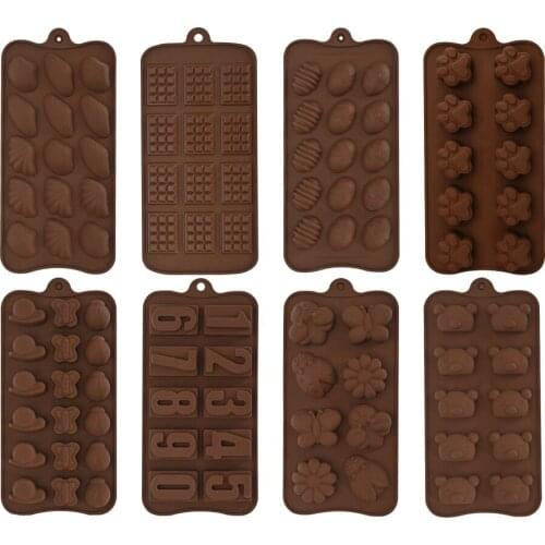 10pcs/lot Cartoon Chocolate Silicone Mold Love Pudding Jelly Ice Cube Cheese Letters Candy Ice Grids Baking Mould