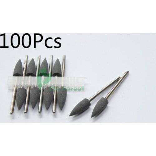 New 100Pcs Dental Black Diamond Polishing Burs SILICONE Rubber Polishers 2.35mm Shank