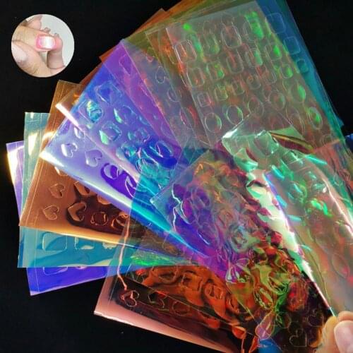 11Pcs/Set Nail Foil Effect Nail Cube Sticker DIY Colorful Foil Film Sparkling Glass Ice Cube Decoration for Manicure