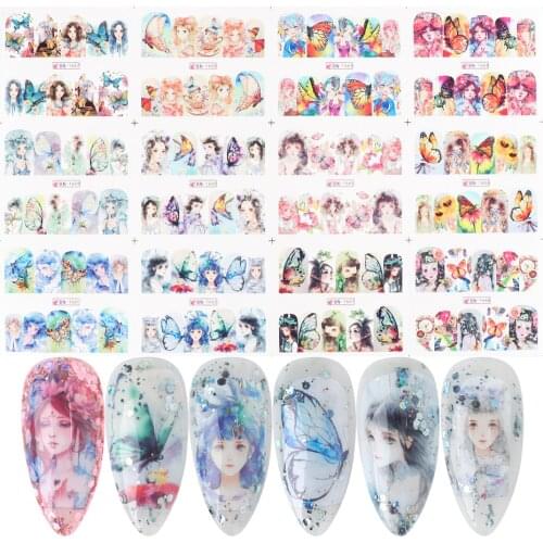 12/4 Style Cute Girl Nail Art Stickers Sext Cartoon Design Slider Nails Colorful Wraps Decal Manicure Decoration BEBN1657-1688-1