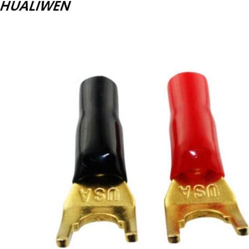 2pcs Gold-plated Copper Banana Plugs U/Y Type High quality Banana Connector Speaker Wire Connector With double Screw locks