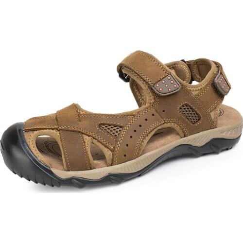 2021 Fashion Genuine Leather Mens Casual Sandals Summer Outdoor Big Size Comfort Rubber Non-slip Beach Trekking Sport Sandals
