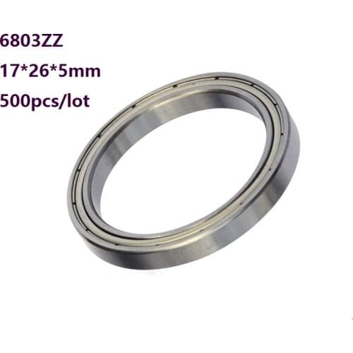 500pcs/lot 6803ZZ 6803 ZZ 17*26*5mm Double metal cover Thin Wall Deep Groove Ball bearing Deep Groove Ball Bearing 17×26×5mm