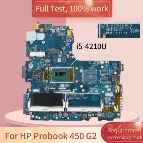 776570-601 For HP Probook 450 G2 776570-001 LA-B181P SR1EF i5-4210U DDR3 Notebook motherboard Mainboard full test 100% work