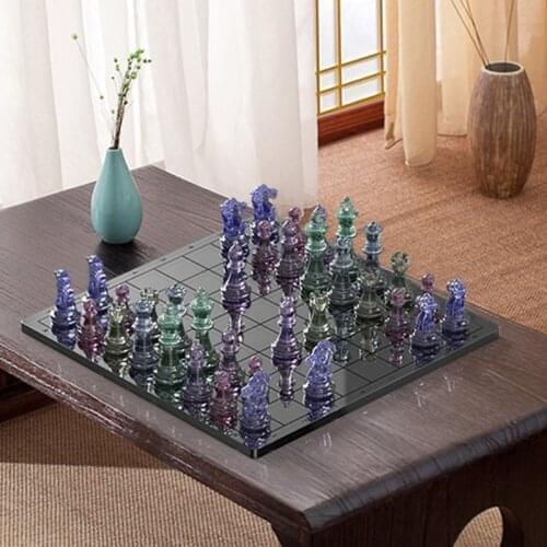 A0NF 6 Pcs International Chess Epoxy Resin Mold DIY Craft Chess Pieces Silicone Mould