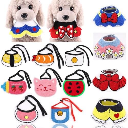 Cute Cartoon Cat Dog Bandana Bibs Scarf Collar Adjustable Pet Heart Neckerchief Scarf Waterproof Saliva Towel for Cats Puppy