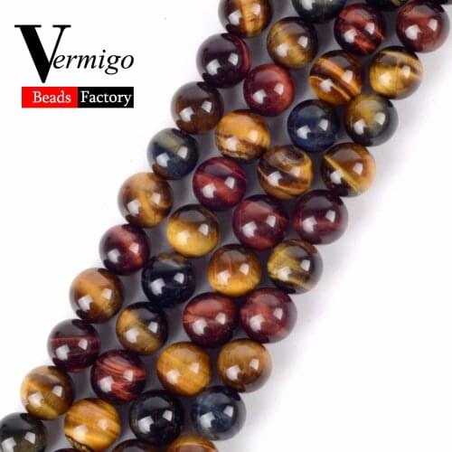 Wholesale AAA Natural Multicolot Tiger Eye Stone Beads For Jewelry Making Diy Bracelet Round Loose Beads 6 8 10mm Wholesale