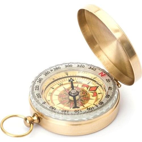 Pure copper clamshell compass with luminous pocket watch compass portable outdoor multifunction compass