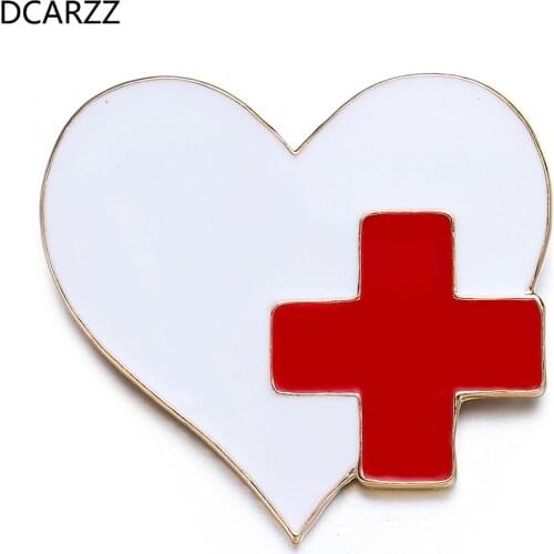 DCARZZ Cute Heart Enamel Pin Badge Gold Brooches Medical Doctor Trendy Jewelry White Red Hijab Pins Metal Women Gift Accessories