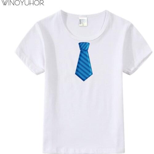 Striped Tie Print Kids Tshirt Boy Girl T Shirt 2020 New Summer Funny Short Sleeve O-neck Top Tees Baby Children Toddler Clothes