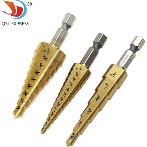 Inch step drill hexagon shank pagoda drill bit 3/16-1/2, 1/4-3/4, 1/8-1/2 multiple specifications