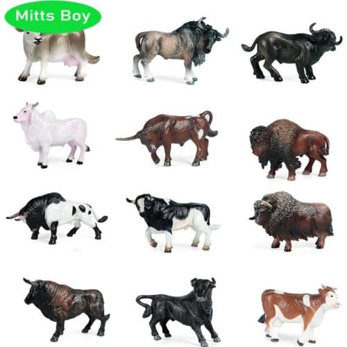 New Simulation Wild Animals Model Figures Toy Animals Cows BullsCattle Lion Cow Poultry PVC Action Figures Gift for Children Toy