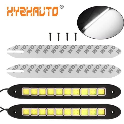 HYZHAUTO 2Pcs Car LED Daytime Running Lights 10 COB Flexible Waterproof LED Strip Light DRL Fog Light Bulbs White Ice Blue 12V
