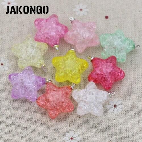 JAKONGO Acylic 3D Star Charms Candy Color Pendants for Making Necklace DIY Handmade Jewelry Findings 26*24mm 5pcs
