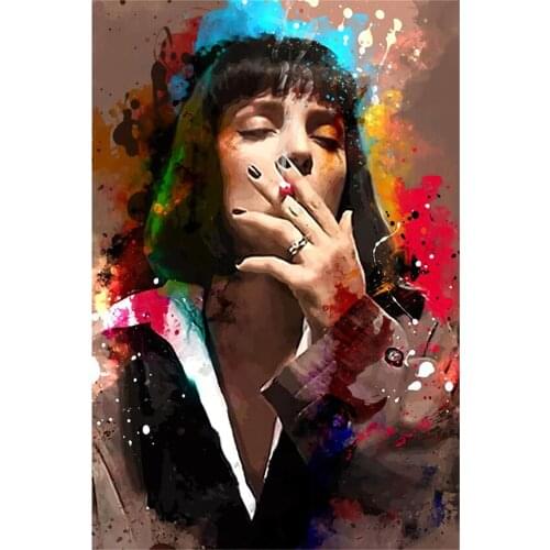 Movie poster Oil Picture By Numbers Popular Pulp Fiction Hand Painted Drawing Canvas Portrait Poster Wall Art Home Decoration