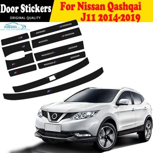 Car Door Sill Leather Stickers Film For Qashqai J11 2014~2019 Protection Carbon Fiber Threshold Strip Front Rear Taildoor