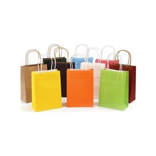 Kraft paper bag 30pcs Firm and comfortable Handle 100% Recyclable paper Gift bag shopping Package