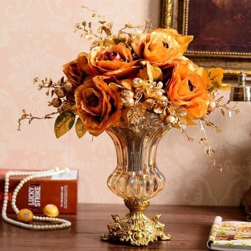 Beautiful Luxury Art European Style Vase Vintage Geometric Decor Dried Flowers Ornaments Transparent Vase Vaas Flower Pot EH50VA