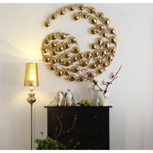 Creative 3D Plating Gold Tadpole Shape Statue Ceramic Wall Deco Home Dining Room Living Room Background Wall Hanging Decor