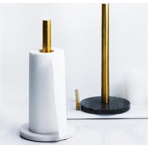 Countertop Creative Roll Holder Kitchen Napkin Holder Nordic Marble Gold-plated Paper Holder Toilet Paper Organizer Storage Rack
