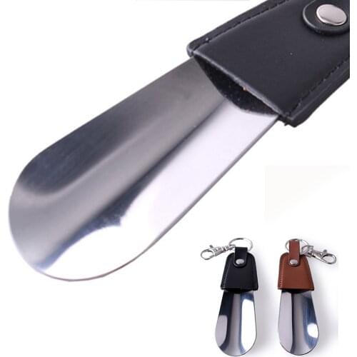 Spoon Sturdy Slip Seniors Stainless Steel Key Ring Portable Shoe Horn Leather Mini