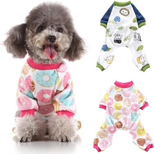 Cute Small Pet Pajamas For Dogs Soft Dog Jumpsuit Cat Clothes Doggy Coat For Pomeranian Dog Costumes Chihuahua Print Shirt